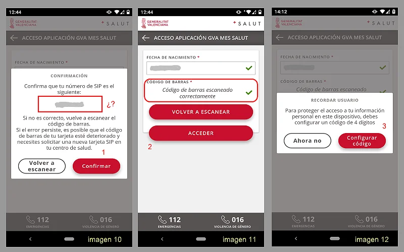 Confirmar datos de la aplicación
